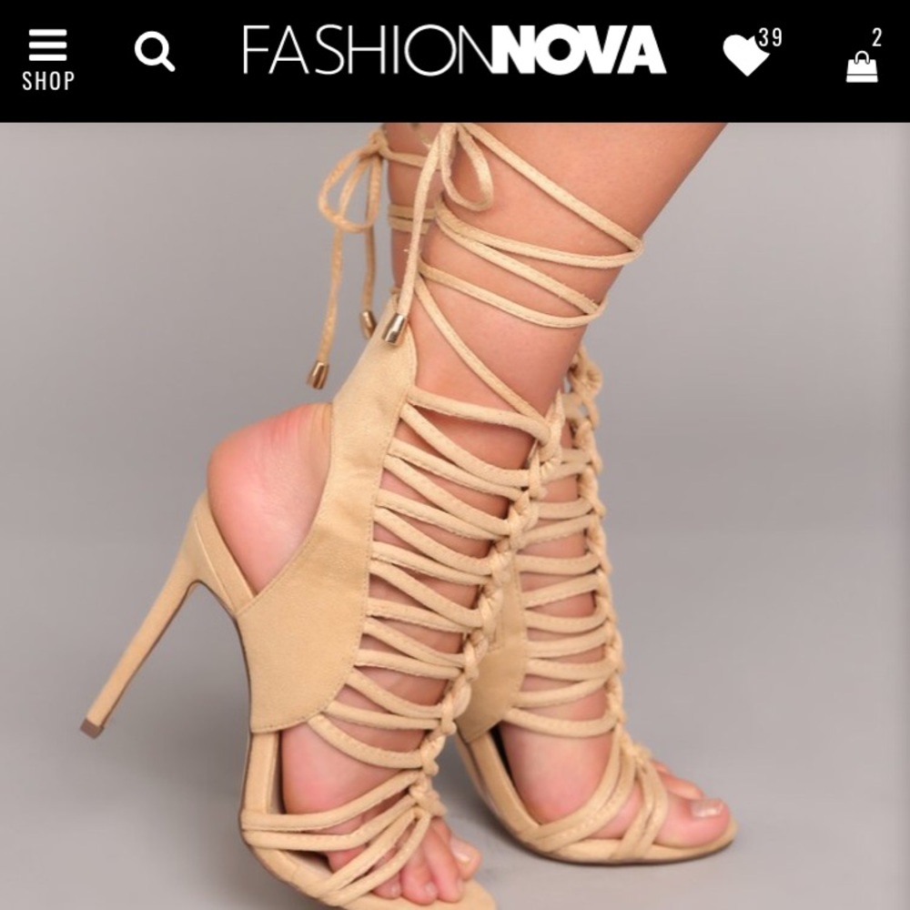 Strappy gold tipped slim heel